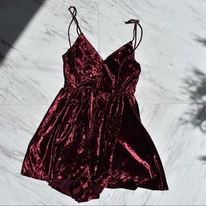 Silence + Noise Maroon Velvet Romper